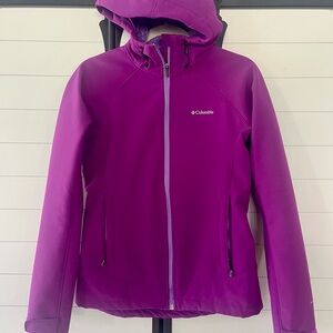 Columbia Women's Purple Hooded Jacket Size Small Fleece Lining Water Repellent